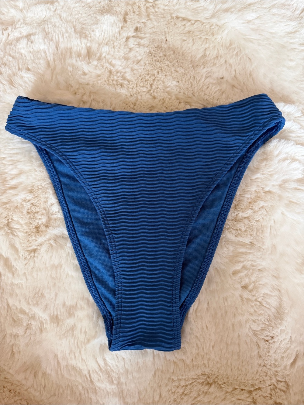 Abercrombie + Fitch Textured Mid Rise High-Leg Moderate Bikini Bottom